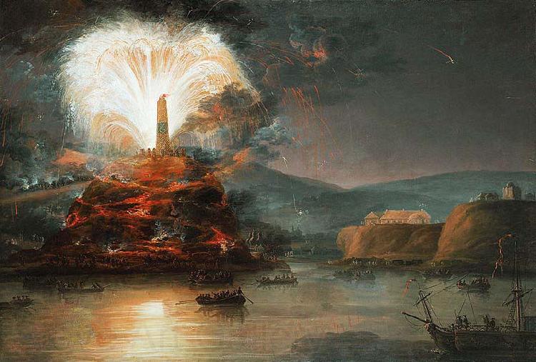 Jan Bogumil Plersch Fireworks in honor of Catherine II in 1787. Norge oil painting art